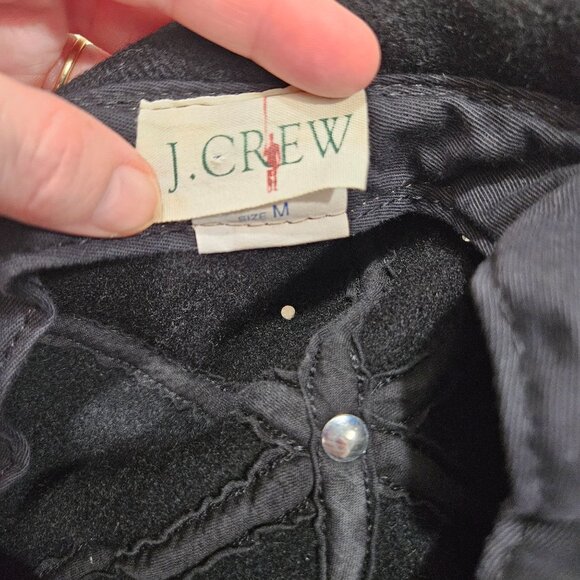 Vintage J. Crew Black Wool Baseball Cap Size M Made In‎ USA Unisex Classic Soft - Picture 2 of 16